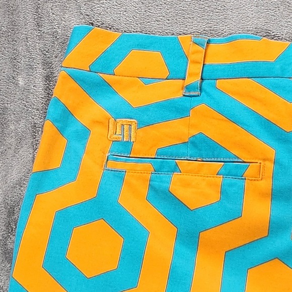 Loudmouth Golf Shorts Mens 34 Orange Blue Hex Pattern Geometric Summer‎ Fun Logo - Picture 6 of 12
